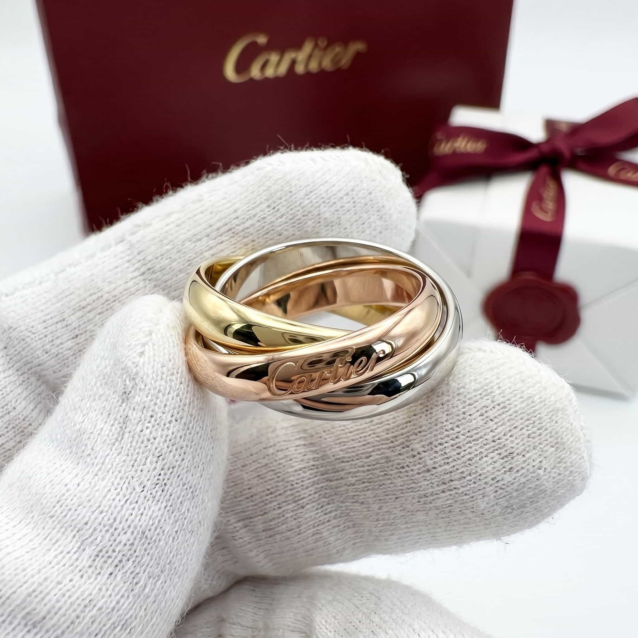 Золотое кольцо Cartier Trinity, крупная модель