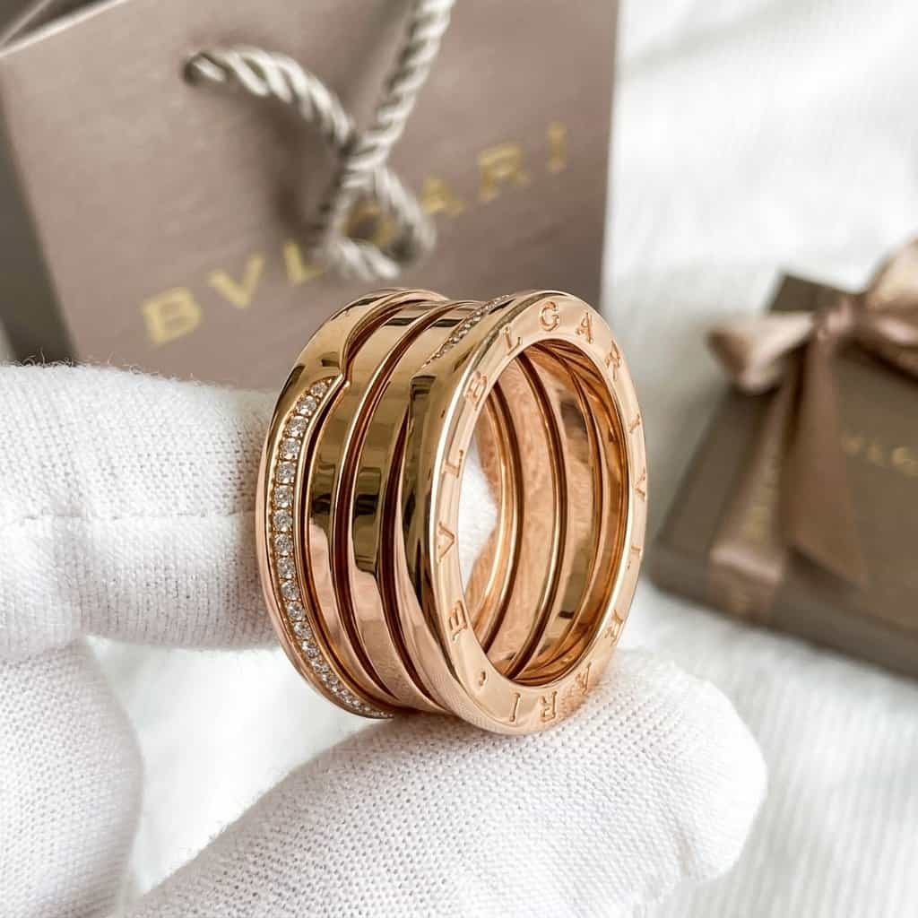 Bulgari Кольцо B.zero1 Bvlgari из розового золота с бриллиантами