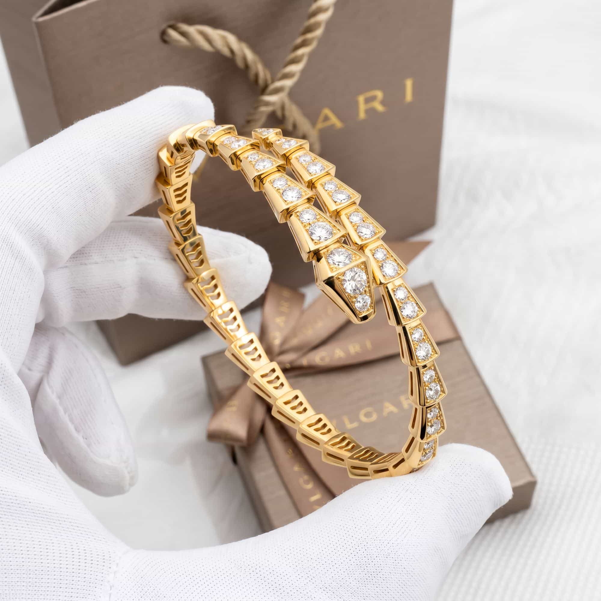 Bulgari Bvlgari Serpenti Viper браслет из желтого золота с бриллиантами
