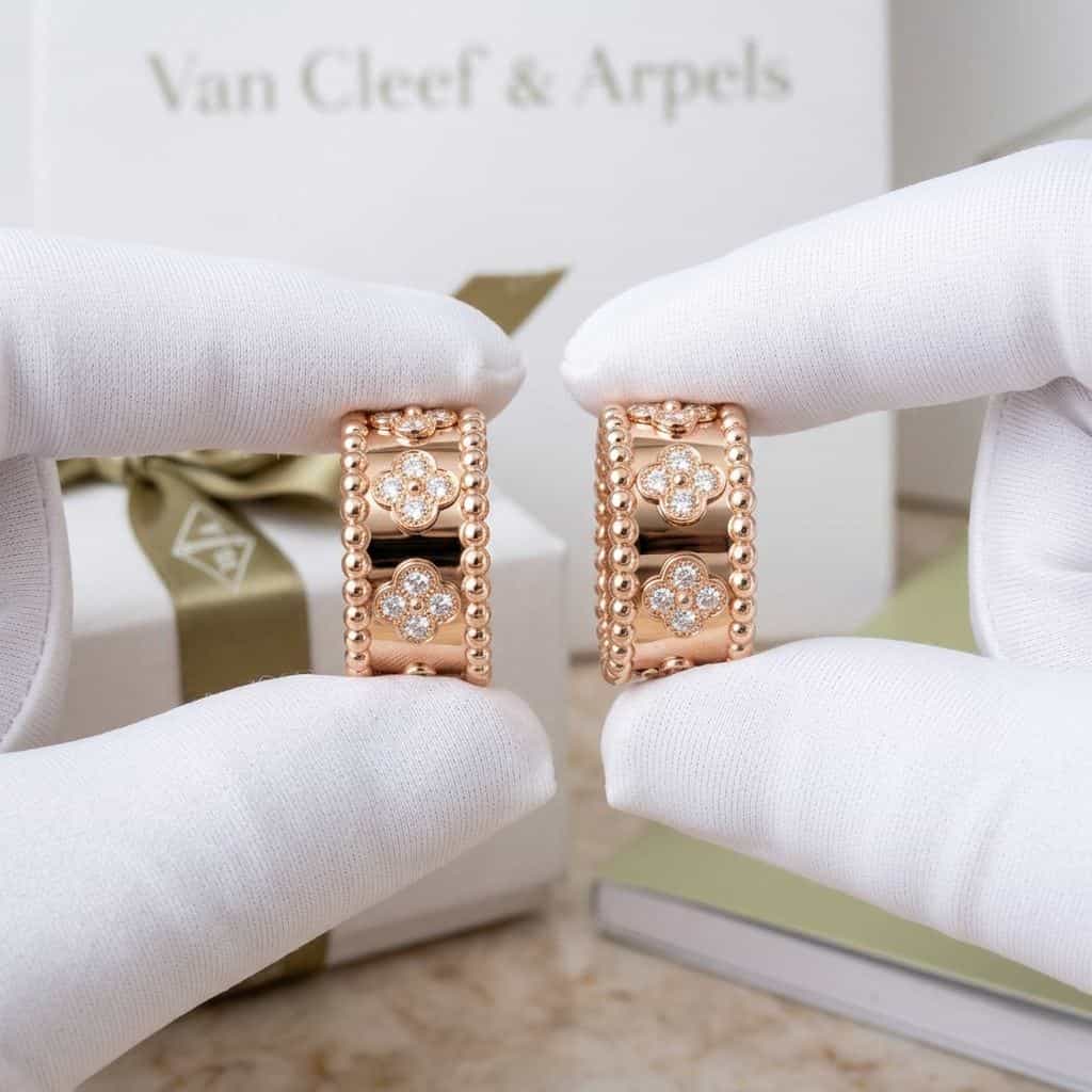 Серьги-кольца Van Cleef & Arpels Perlée clovers с бриллиантами