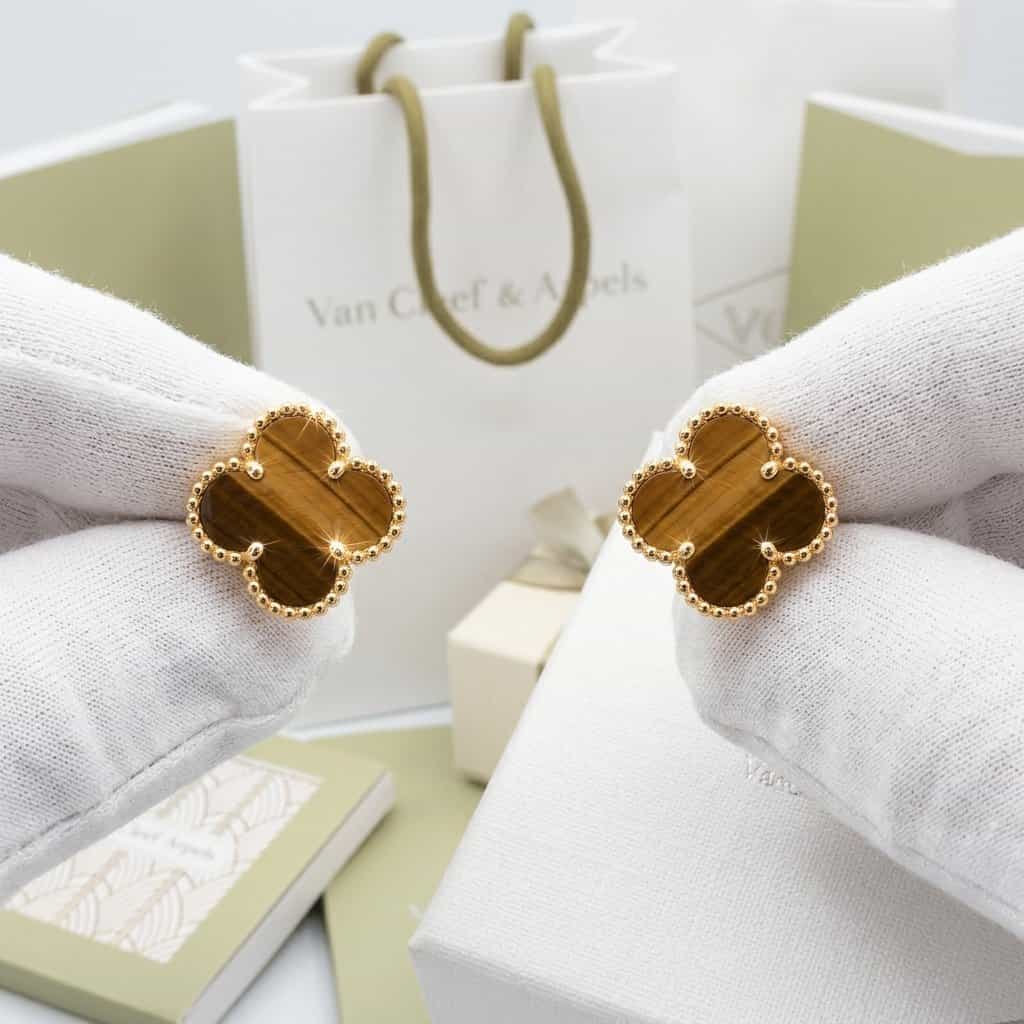 Van Cleef & Arpels Серьги Van Cleef & Arpels Vintage Alhambra, тигровый глаз