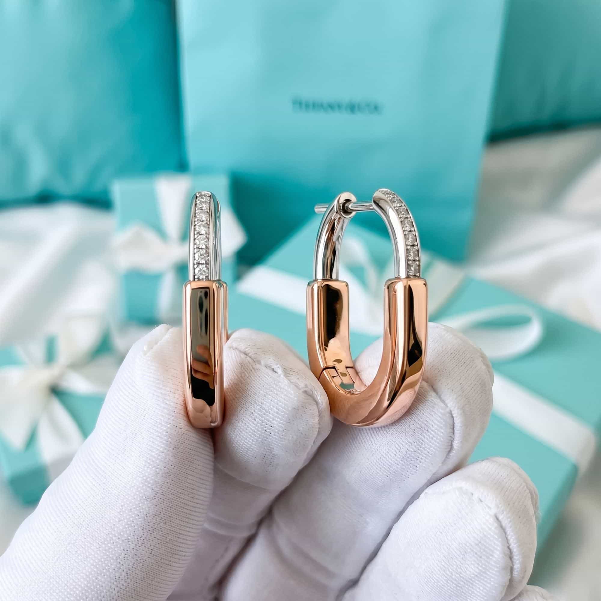 Tiffany & Co. Серьги Tiffany Lock из розового золота и платины с бриллиантами