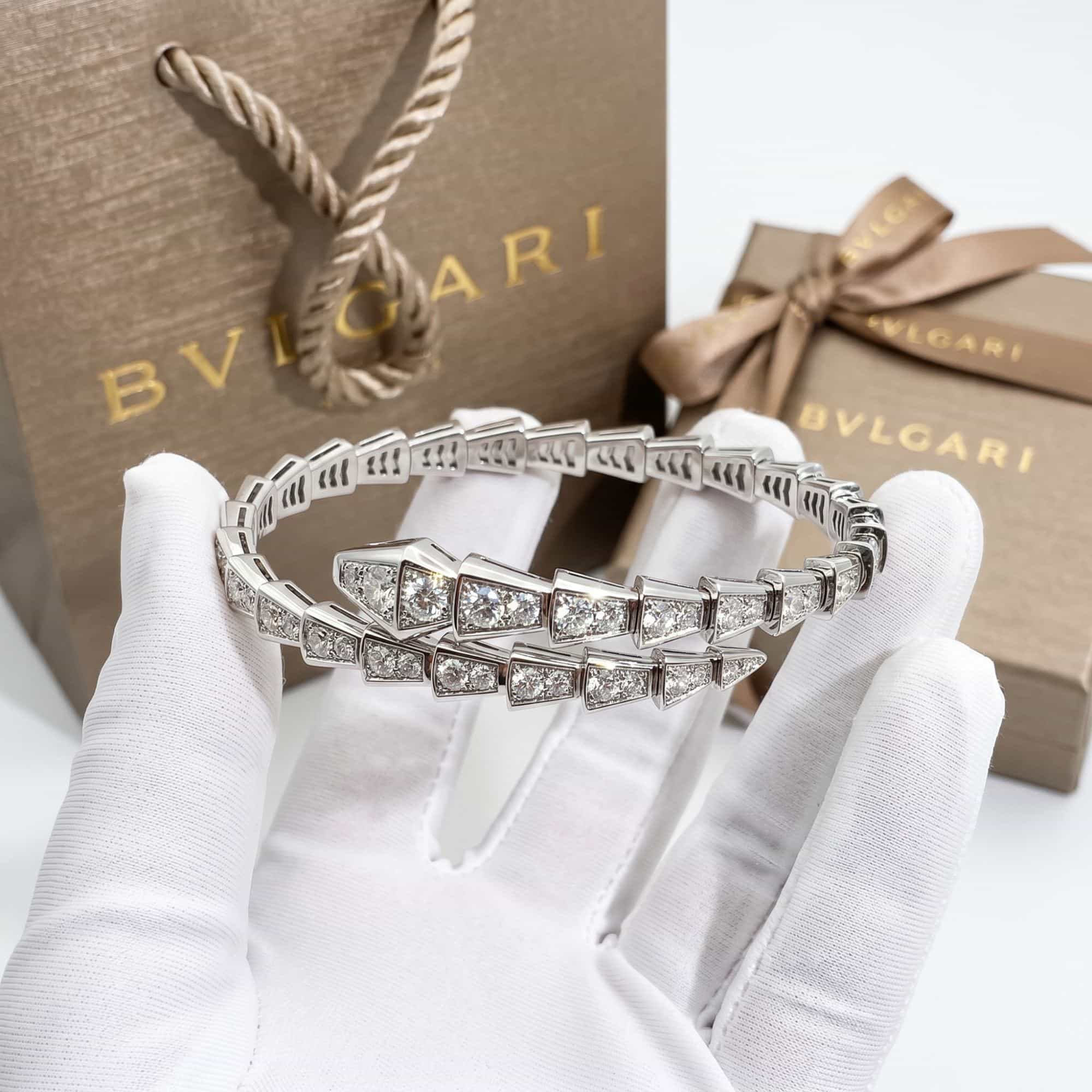 Bvlgari Serpenti Viper браслет из белого золота с бриллиантами