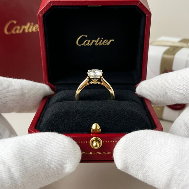 Cartier Золотое кольцо-солитер Cartier 1895 с бриллиантами, бриллиант круглой огранки, фото 3