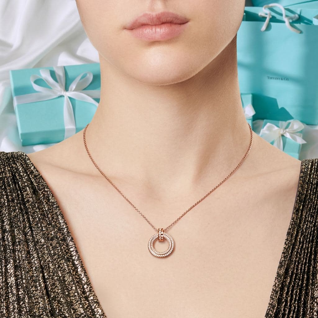 Кулон Tiffany T1 Narrow Circle с бриллиантами, розовое золото — фото 5