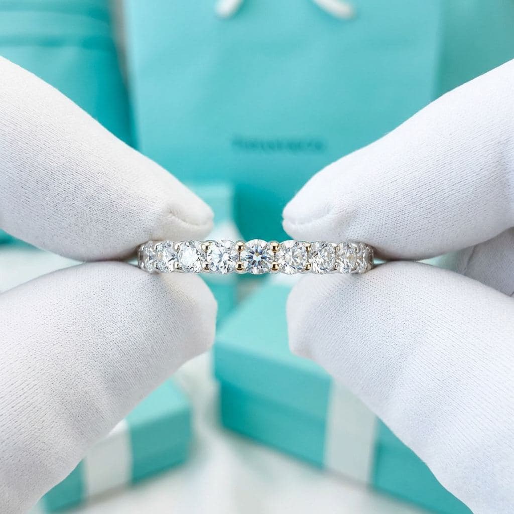 Кольцо Tiffany Forever из платины с бриллиантами, 2.2 мм, Белое золото