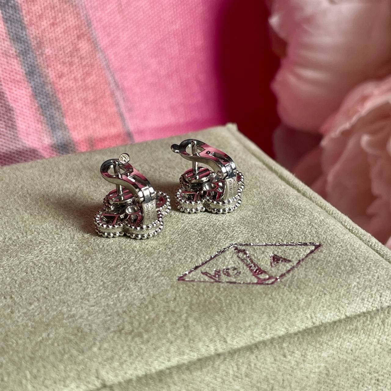 Серьги Van Cleef с бриллиантами (Белое золото 585)