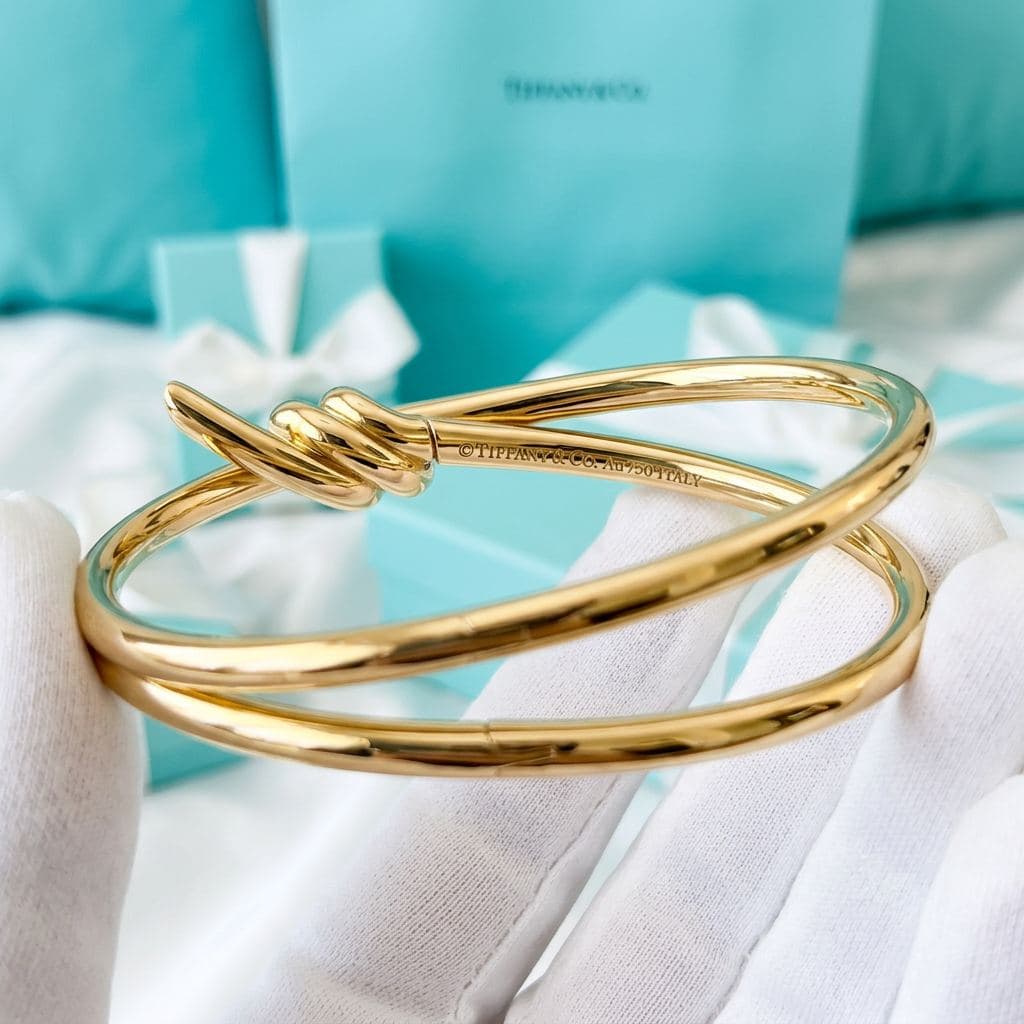 Браслет Tiffany Knot Double Row на шарнире из розового золота, Розовое золото