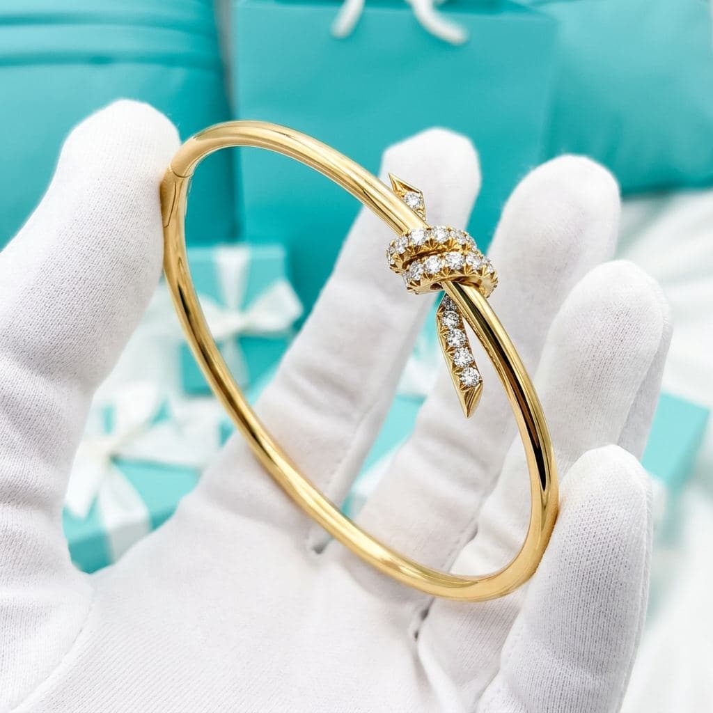 Браслет Tiffany Knot из розового золота с бриллиантами, Розовое золото