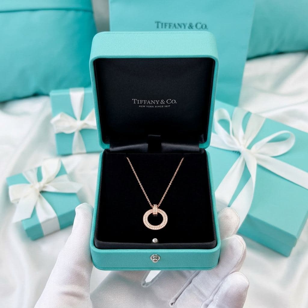 Кулон Tiffany T1 Narrow Circle с бриллиантами, розовое золото — фото 6