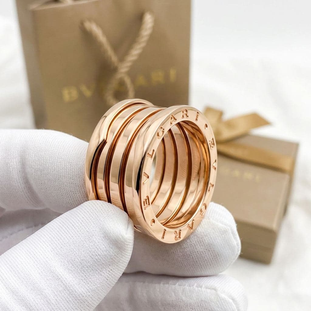 Кольцо B.zero1 Bvlgari, 3 полосы, белое золото
