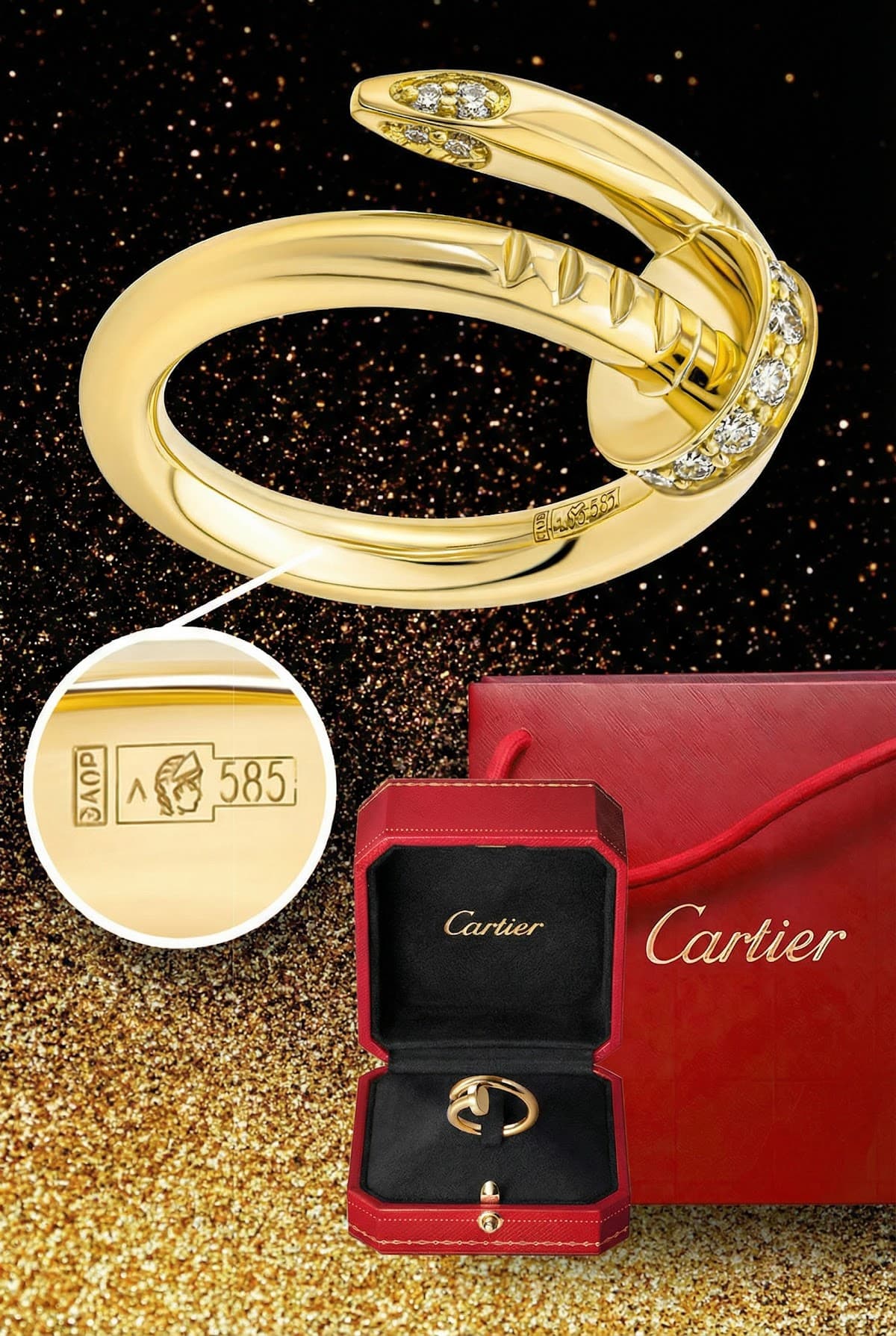 Cartier Ювелирное золотое кольцо Картье Гвоздь 585