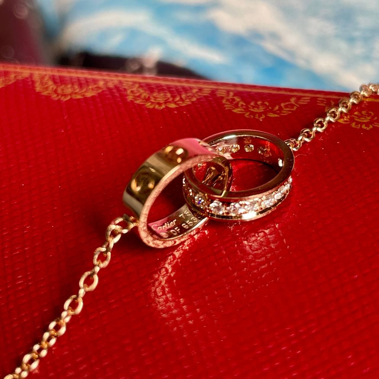 Браслет цепочка Cartier Love с бриллиантами 0,22 ct (розовое золото 750) — фото 3