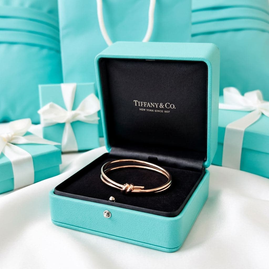 Браслет Tiffany Knot Double Row на шарнире из розового золота — фото 4