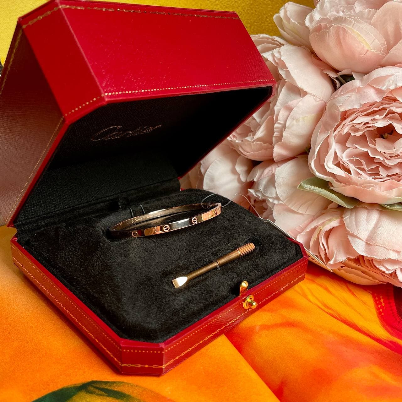 Браслет Cartier Love узкая модель (розовое золото 585) — фото 5