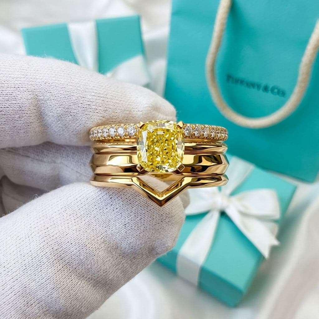 Кольцо Tiffany True с желтым бриллиантом кушон — фото 3
