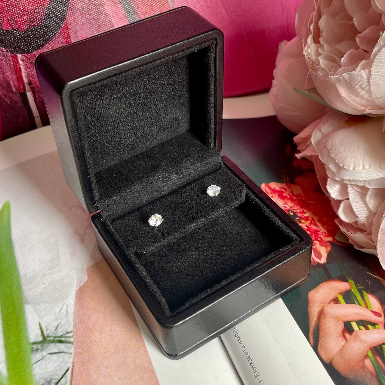 Серьги пусеты Martini 1,06ct (белое золото 585)