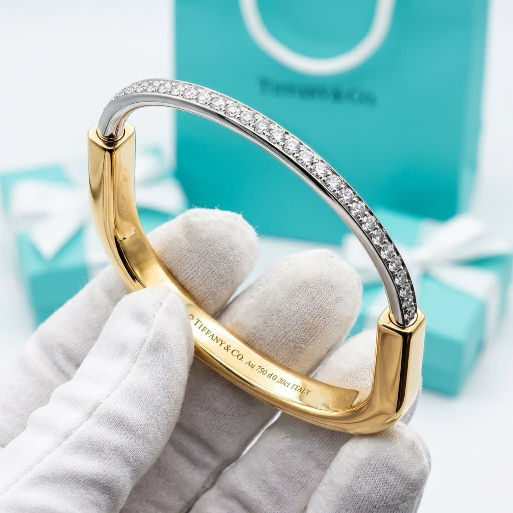 Браслет Tiffany Lock из желтого и белого золота с бриллиантами