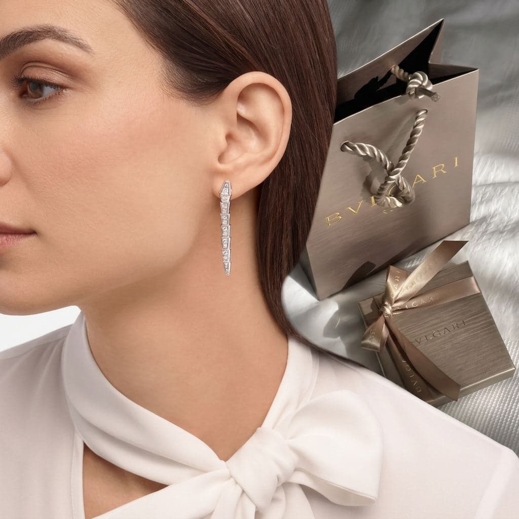 Серьги Bulgari Serpenti Viper из белого золота с бриллиантами