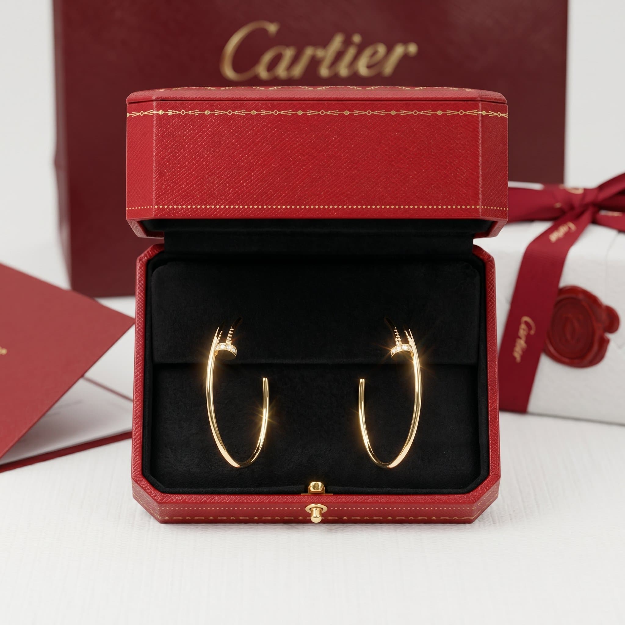 Золотые серьги-кольца Cartier Juste un Clou (гвоздь) с бриллиантами, крупная модель, Жёлтое золото