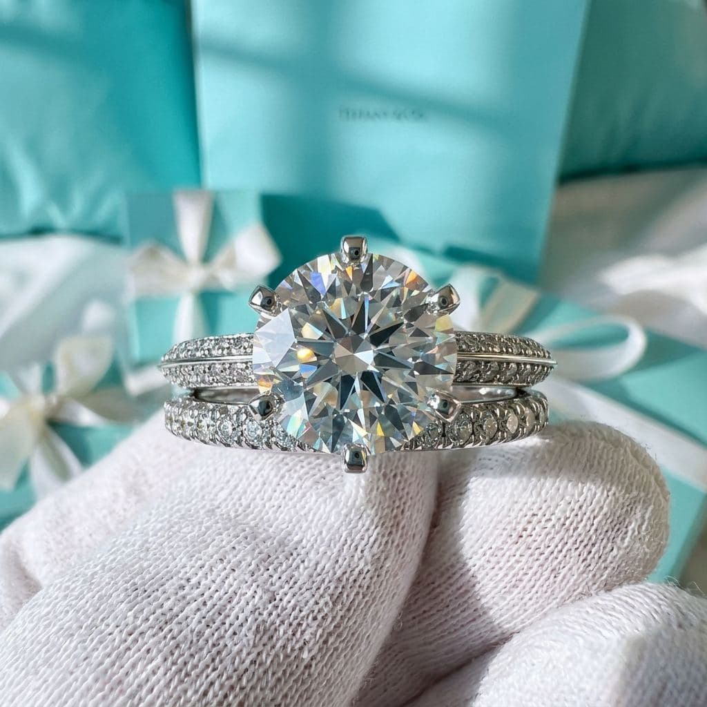 Кольцо Pavé Tiffany® Setting с бриллиантами в платине — фото 3