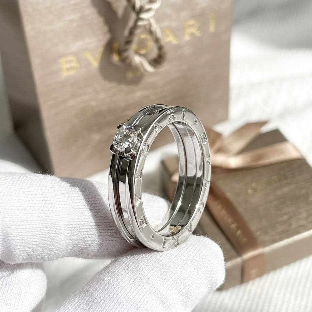 Кольцо B.zero1 Bvlgari с бриллиантом, Белое золото