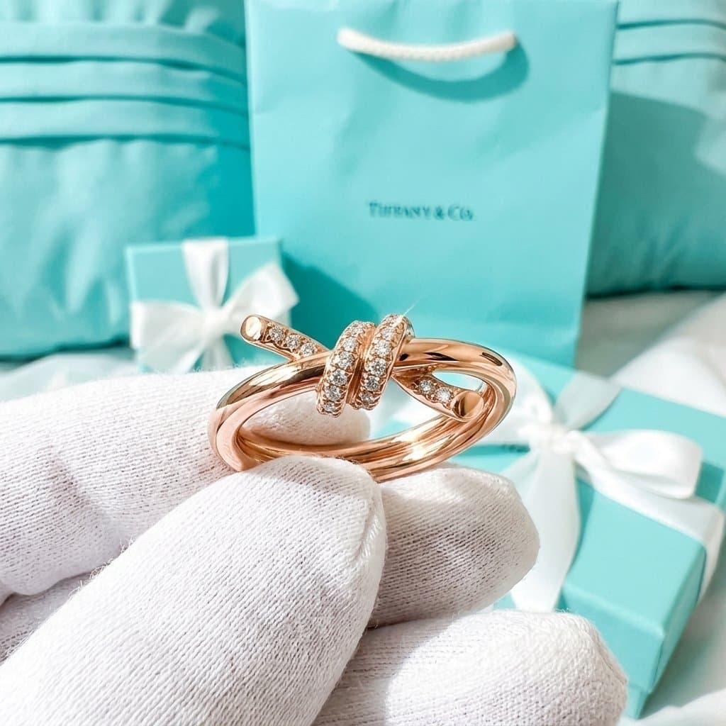 Кольцо Tiffany Knot в розовом золоте с бриллиантами — фото 2
