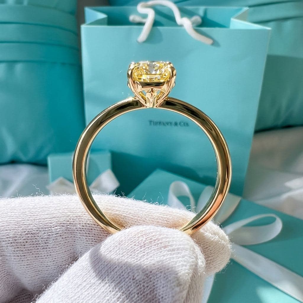 Кольцо Tiffany True с желтым бриллиантом кушон