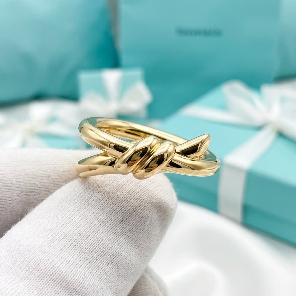 Кольцо Tiffany Knot Double Row в желтом золоте — фото 2