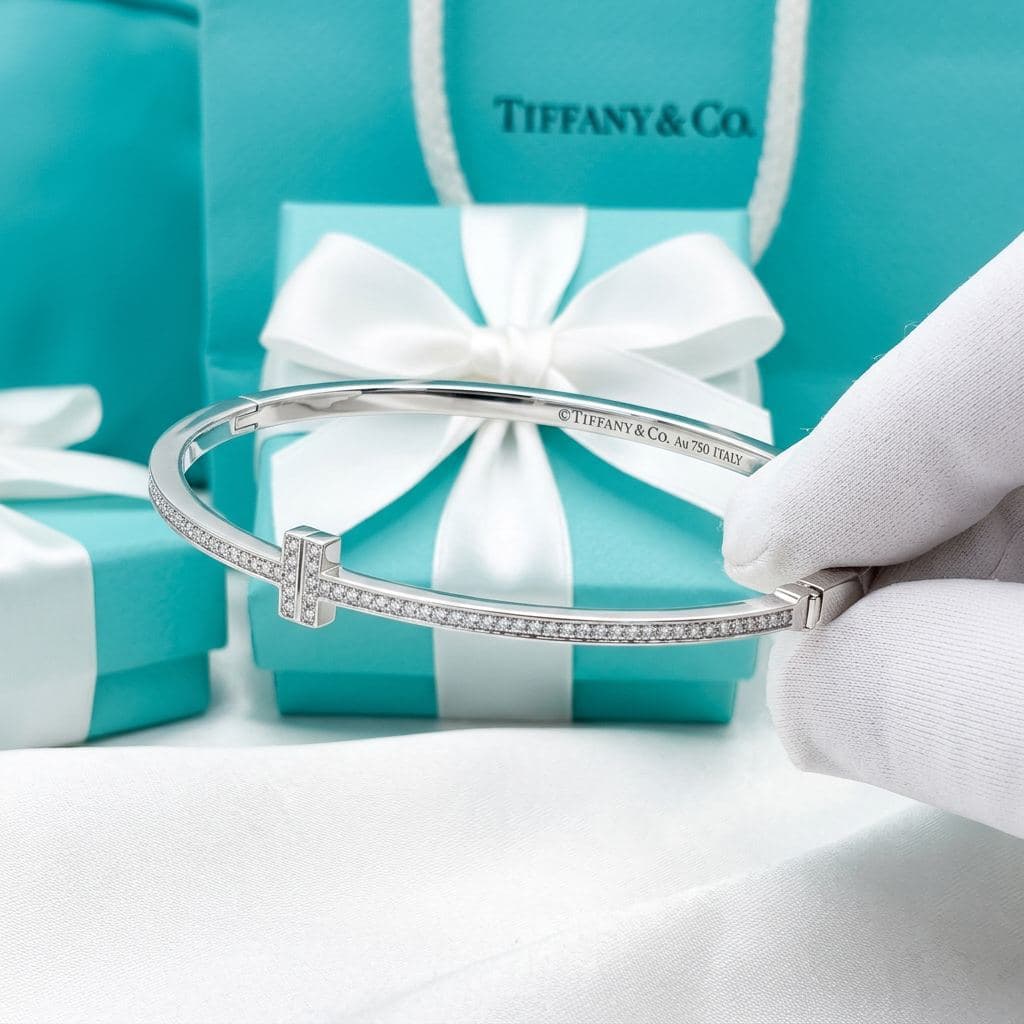 Браслет Tiffany T из розового золота с бриллиантами — фото 4