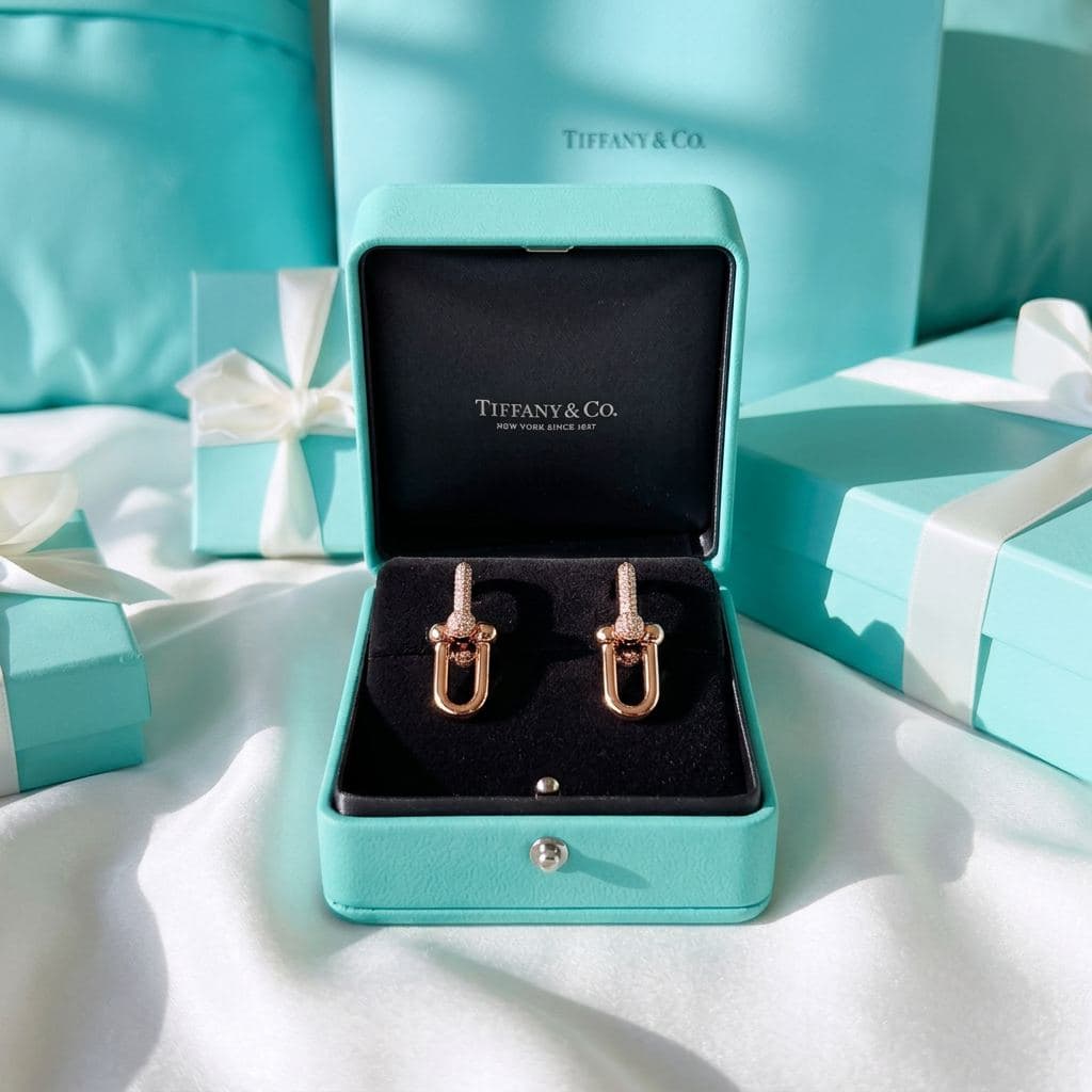 Серьги Tiffany HardWear крупные звенья с бриллиантами — фото 3