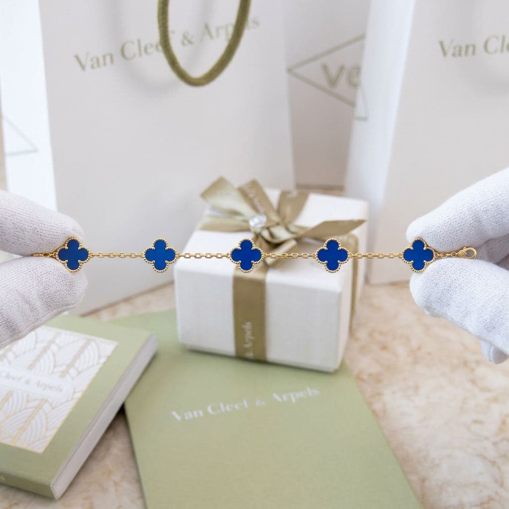 Браслет Van Cleef & Arpels Vintage Alhambra, 5 мотивов, Жёлтое золото