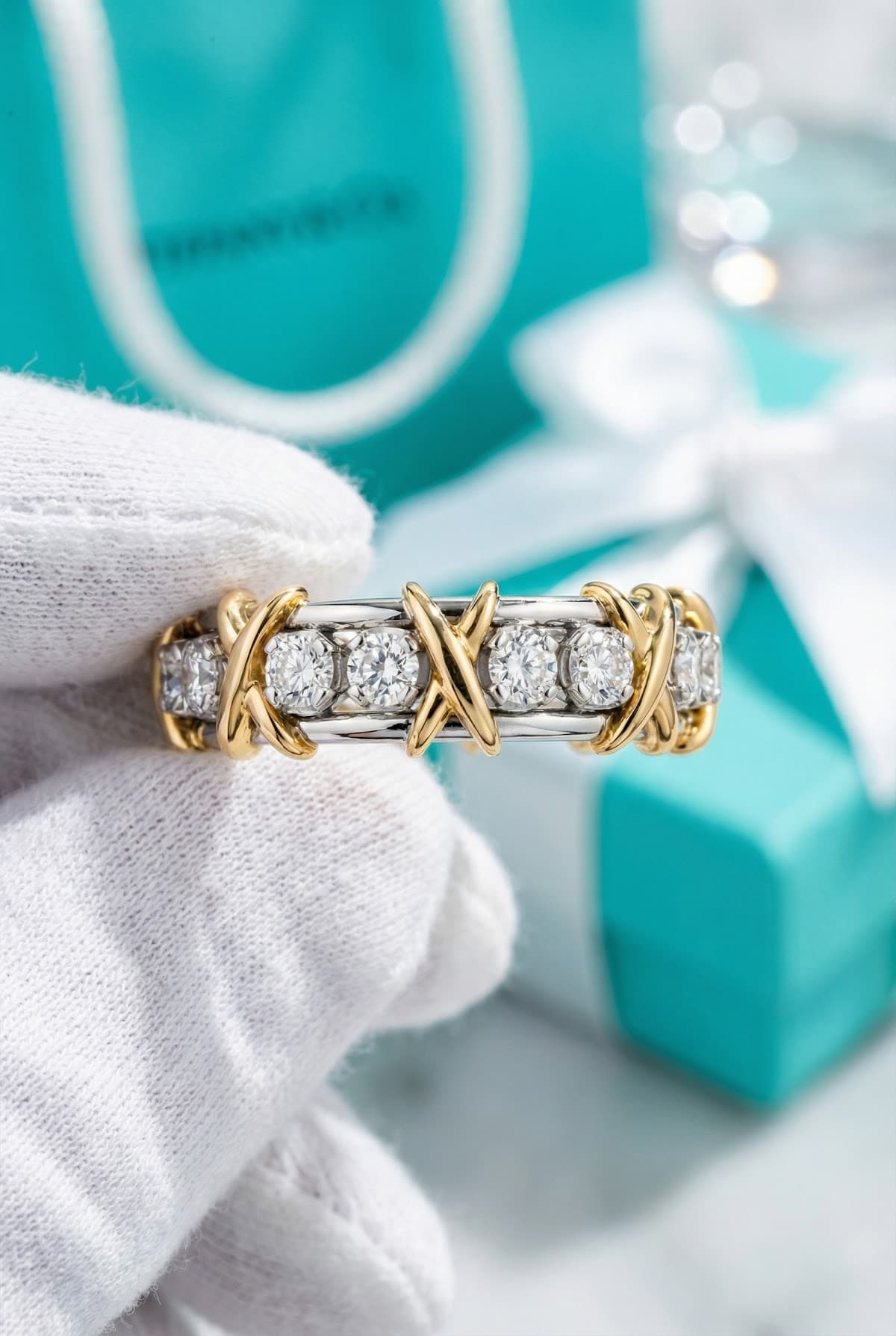 Tiffany & Co. Золотое кольцо Tiffany Schlumberger Sixteen Stone с бриллиантами