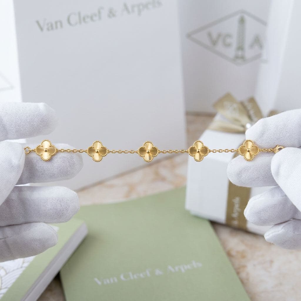 Браслет Van Cleef & Arpels Vintage Alhambra, 5 мотивов, розовое золото, Розовое золото