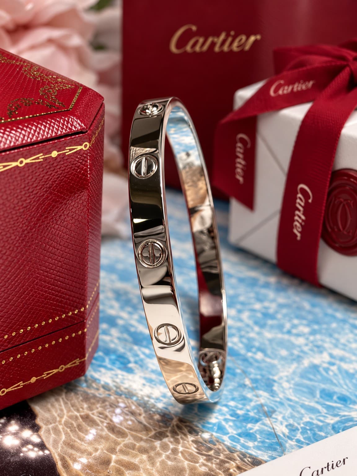 Браслет Cartier Love без бриллиантов, Белое золото