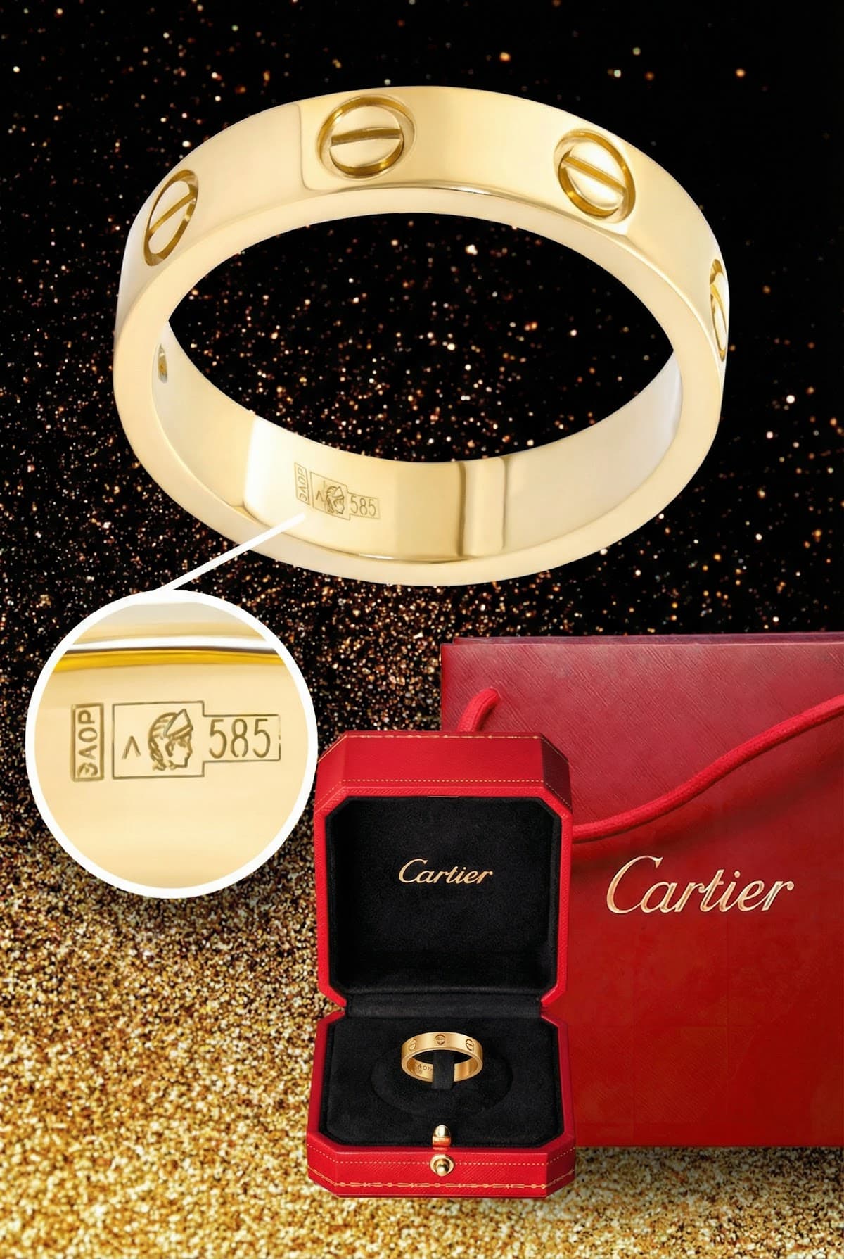 Cartier Ювелирное золотое кольцо картье love 585