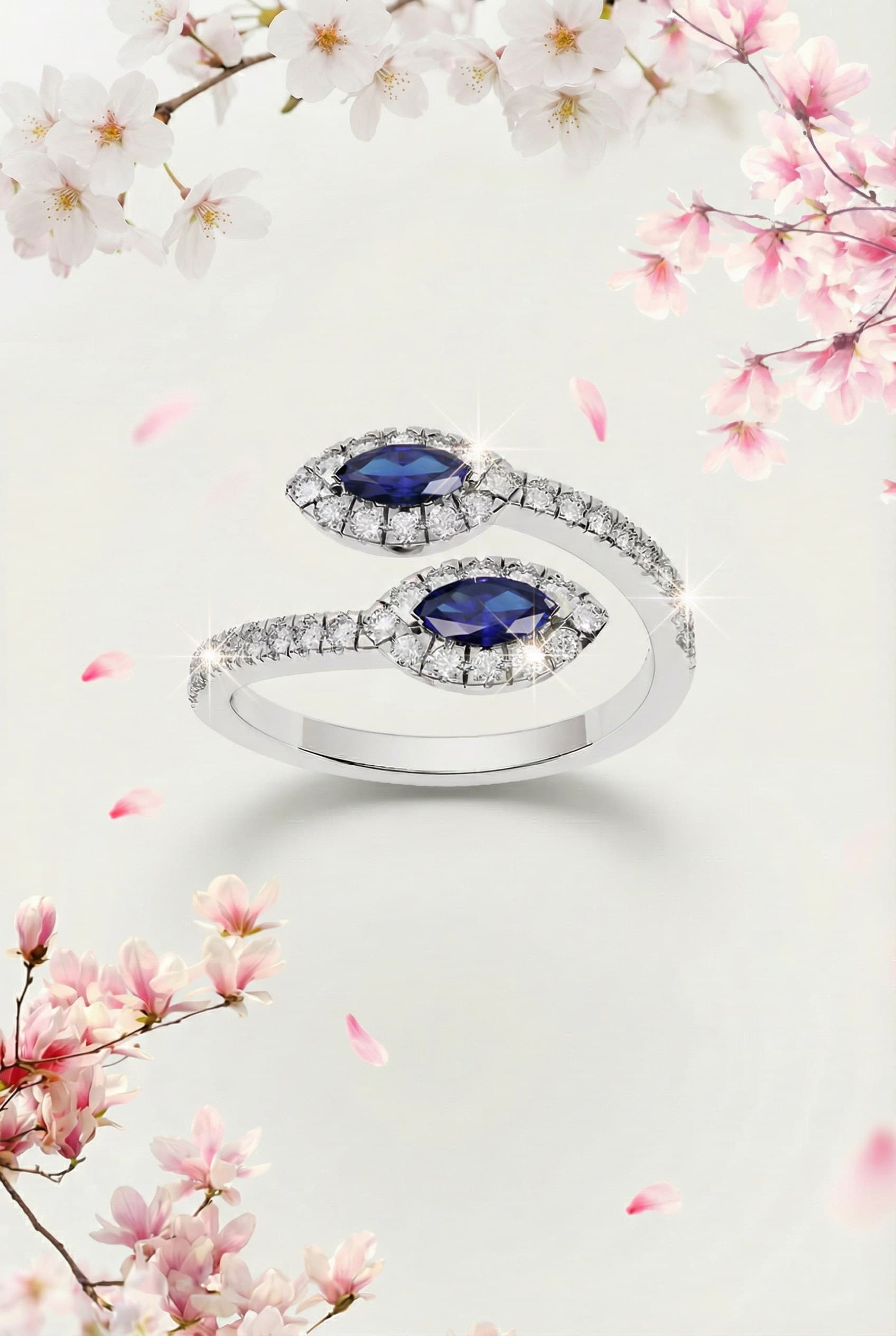 DIAMDOR Золотое кольцо с сапфирами и бриллиантами 0,580ct