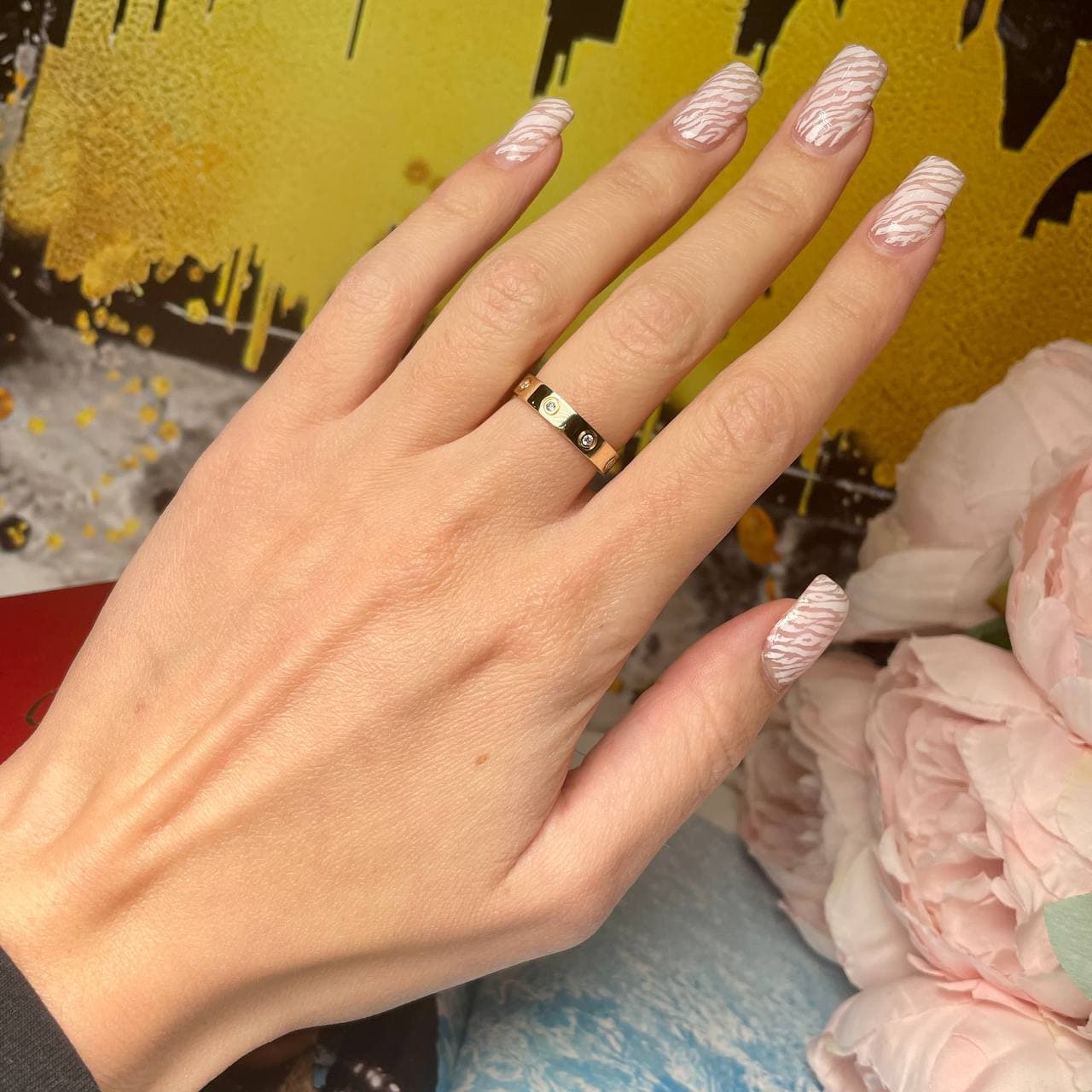 WB Кольцо Cartier Love узкая модель 8 бриллиантов (желтое золото 585) — фото 3