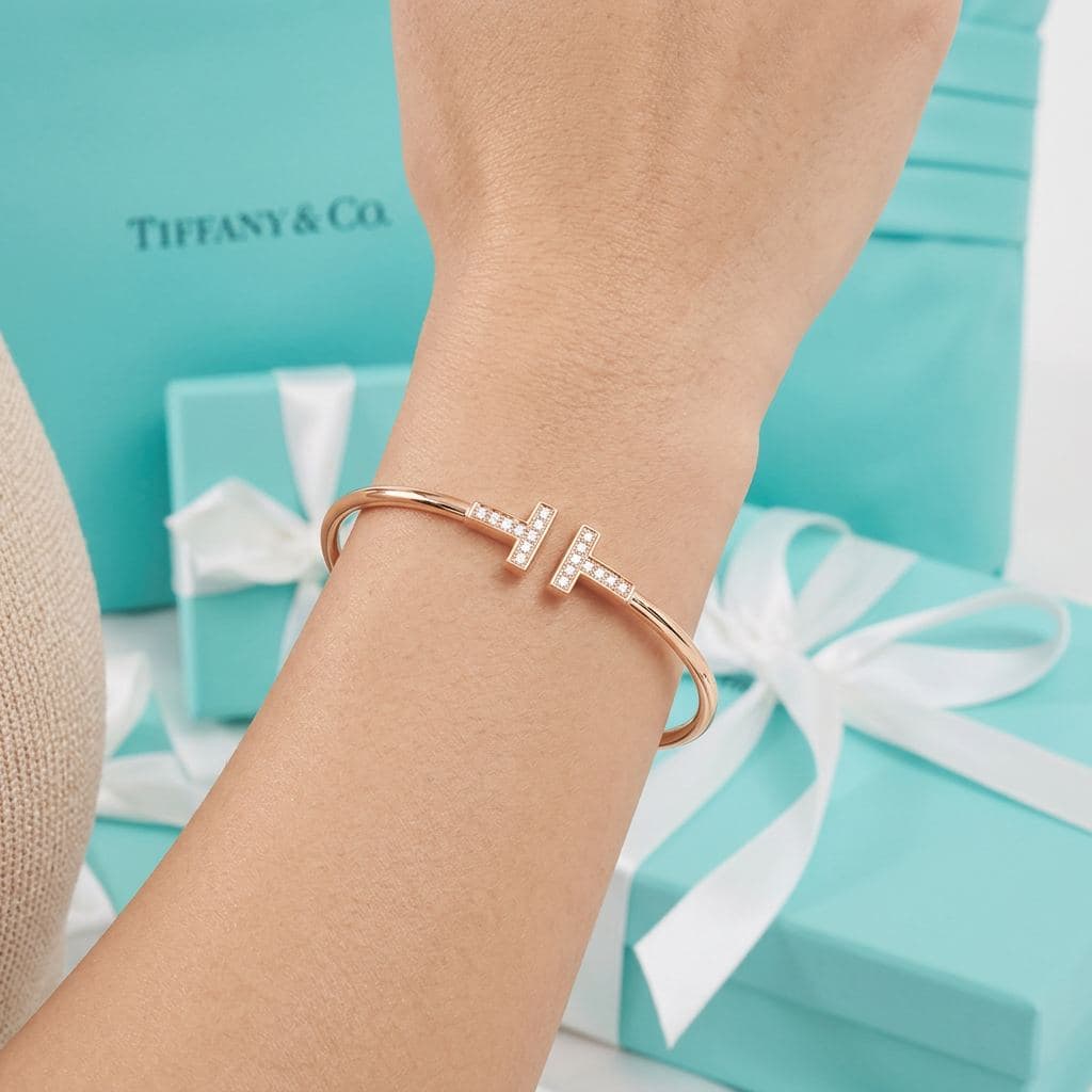 Браслет Tiffany T из розового золота с бриллиантами — фото 5