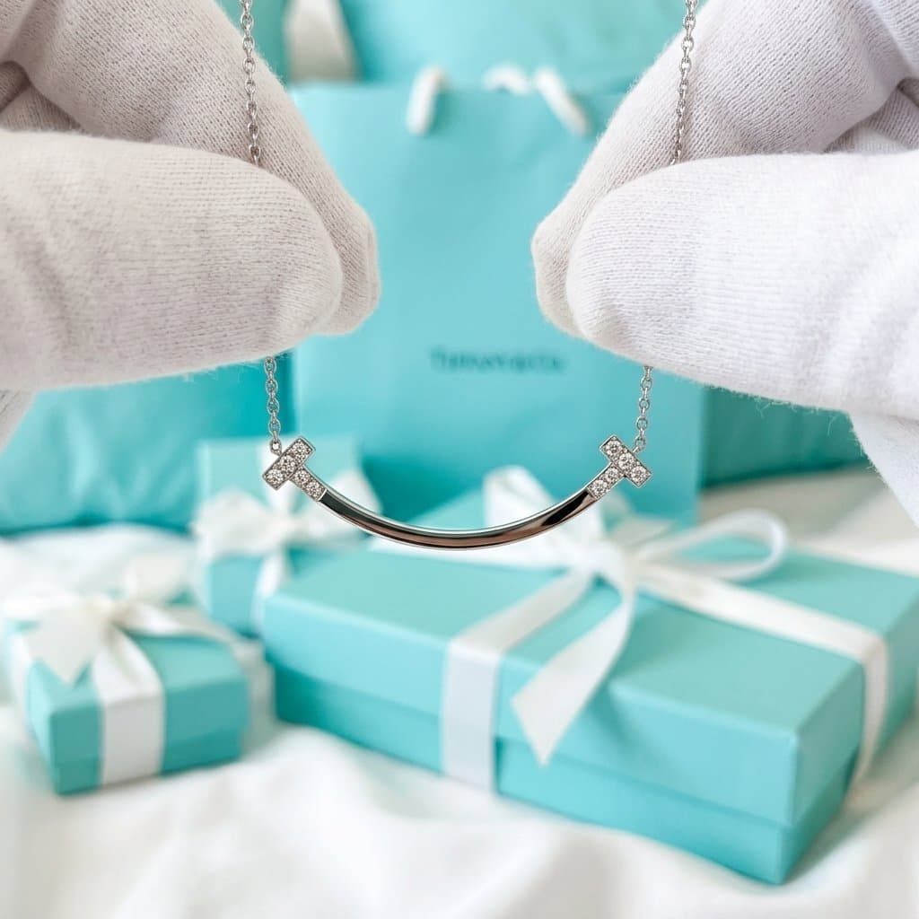 Кулон Tiffany T Smile Medium с бриллиантами, Розовое золото