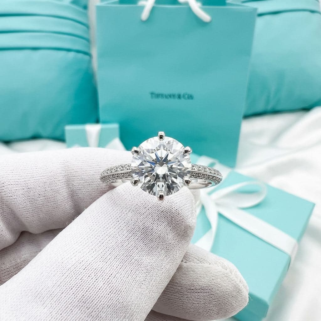 Кольцо Pavé Tiffany® Setting с бриллиантами в платине — фото 2
