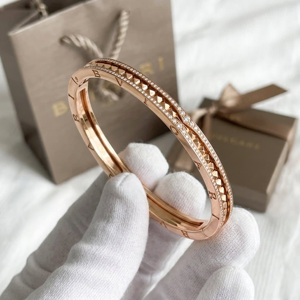 B.zero1 браслет Bvlgari с бриллиантами, Розовое золото