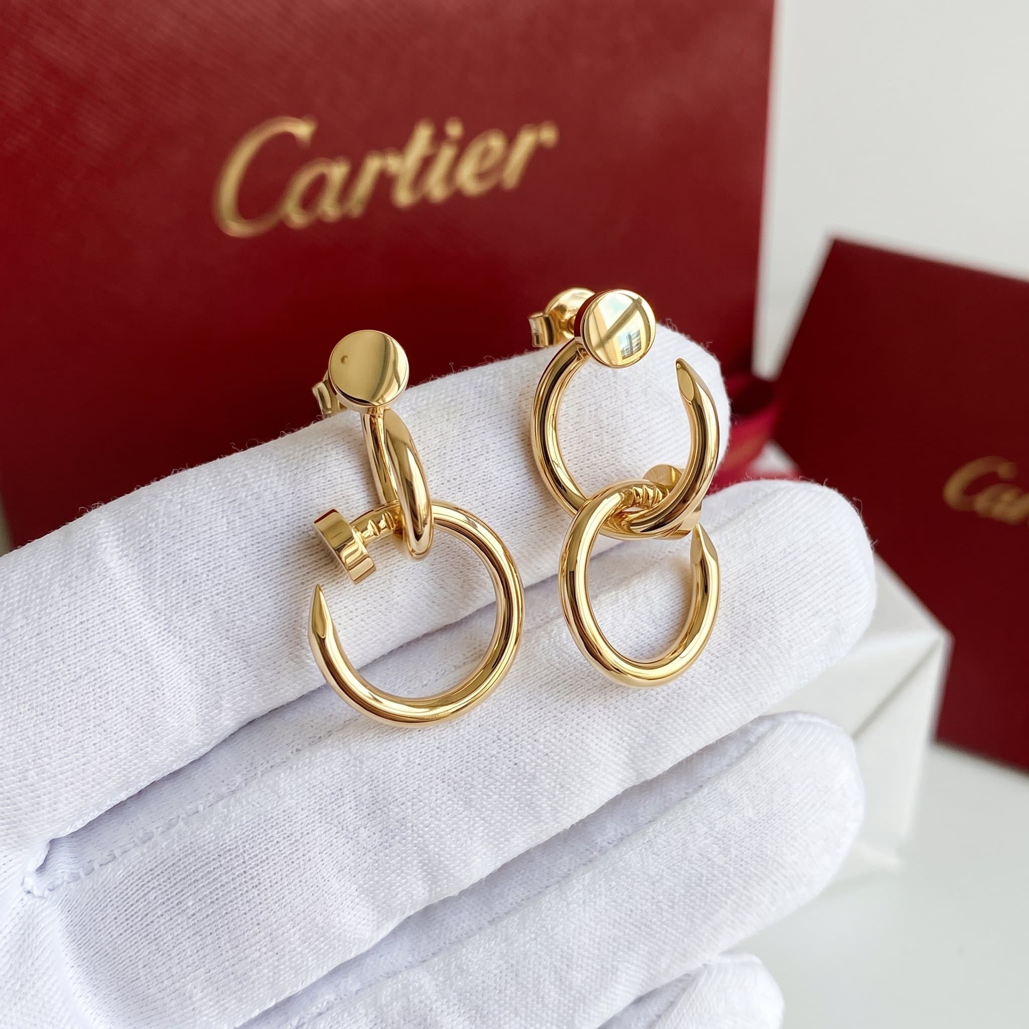 Золотые серьги Cartier Juste un Clou (гвоздь), двойная модель