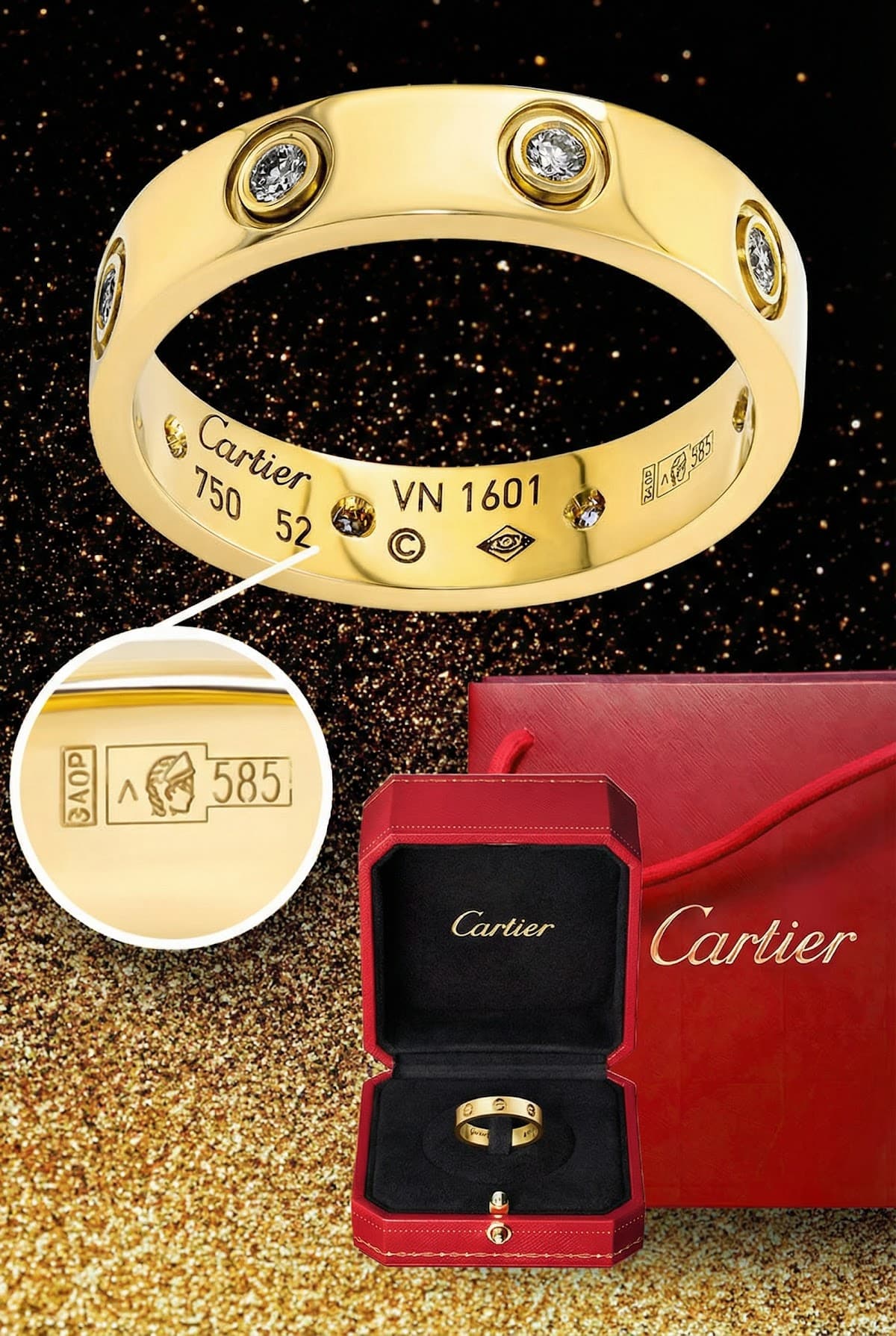 Cartier Ювелирное золотое кольцо Картье love 585