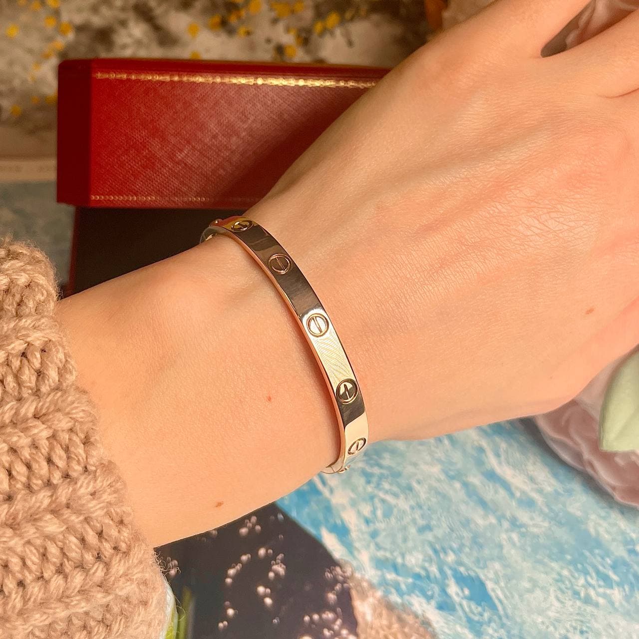 Браслет Cartier Love без бриллиантов (розовое золото 585)