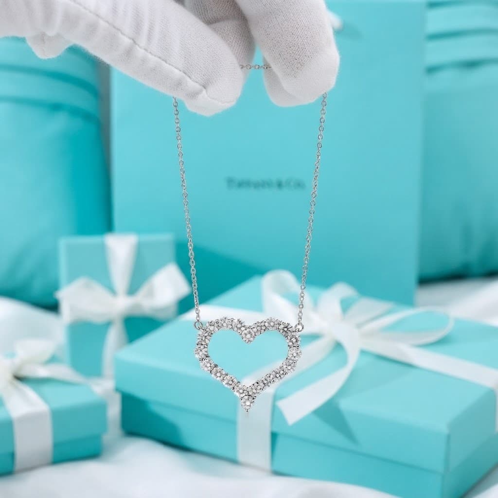 Кулон Tiffany Hearts с бриллиантами на цепочке