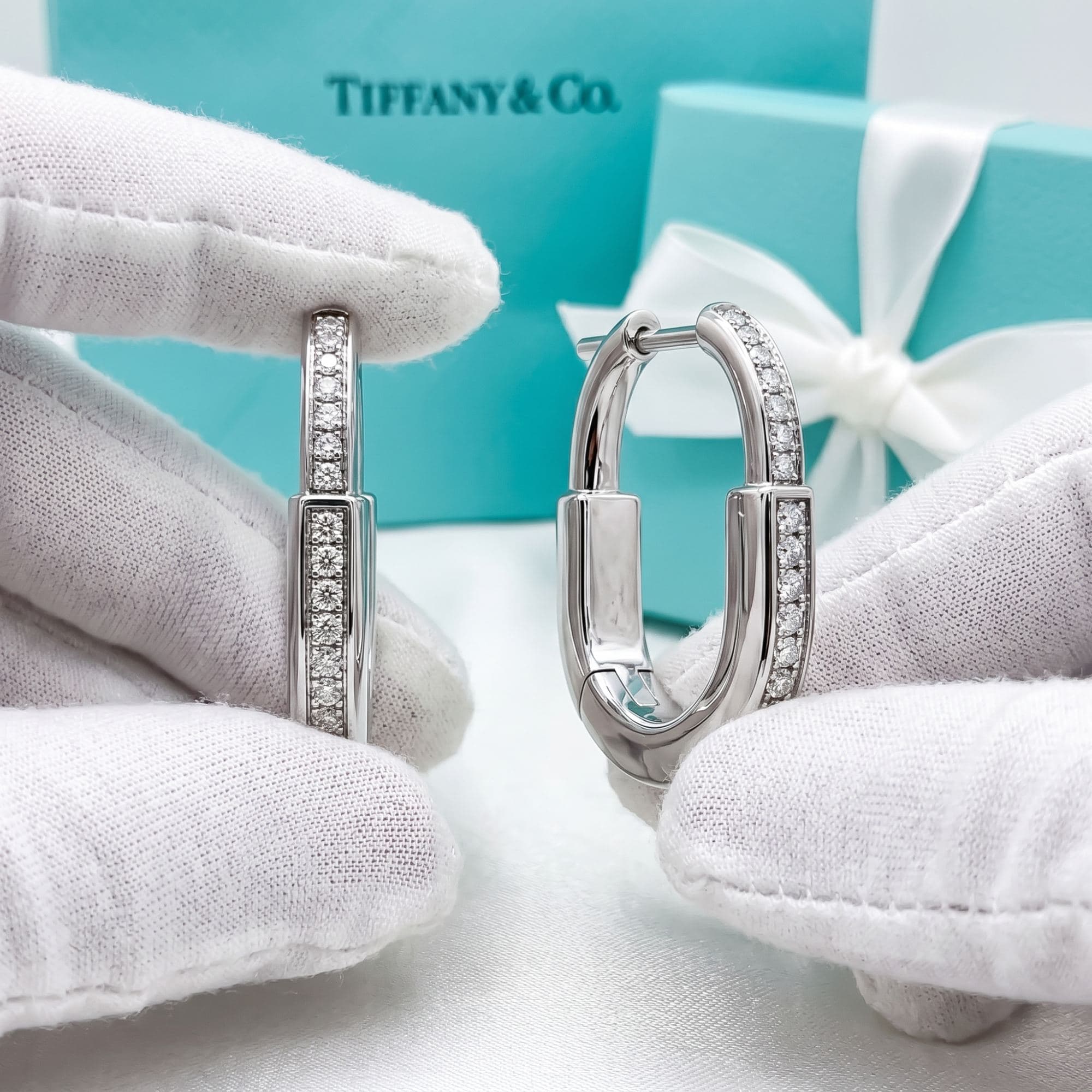 Серьги Tiffany Lock — Маленькие серьги-замки с бриллиантами — фото 4