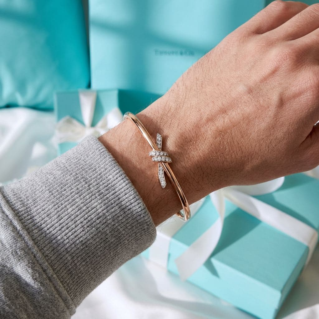 Браслет Tiffany Knot из розового золота и платины с бриллиантами — фото 3