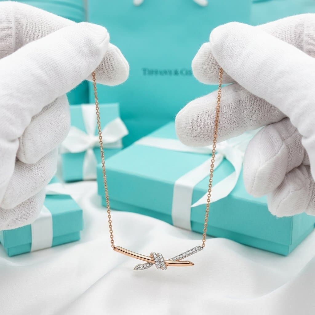Кулон Tiffany Knot из розового золота и платины с бриллиантами — фото 2