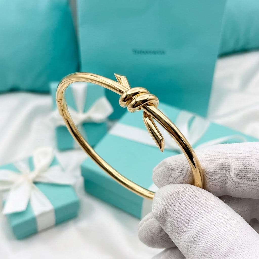 Браслет Tiffany Knot из розового или желтого золота, Розовое золото